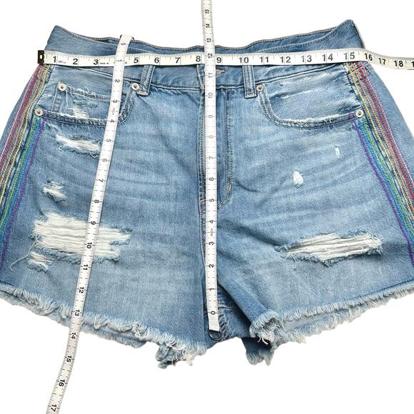 American Eagle | Rainbow Stitch Festival Distressed High Rise Denim Jeans | 12 - Picture 3 of 11